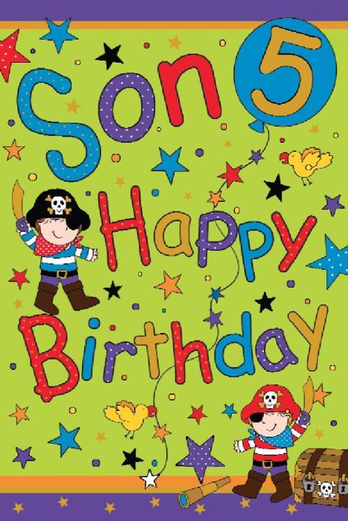 Son 5th Birthday Card 5 Pirates Stars & Balloon Design Happy  Lovely Verse