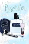 Brother Happy Birthday Card Aftershave Balm Razor Shaving Cream & Scroll Design