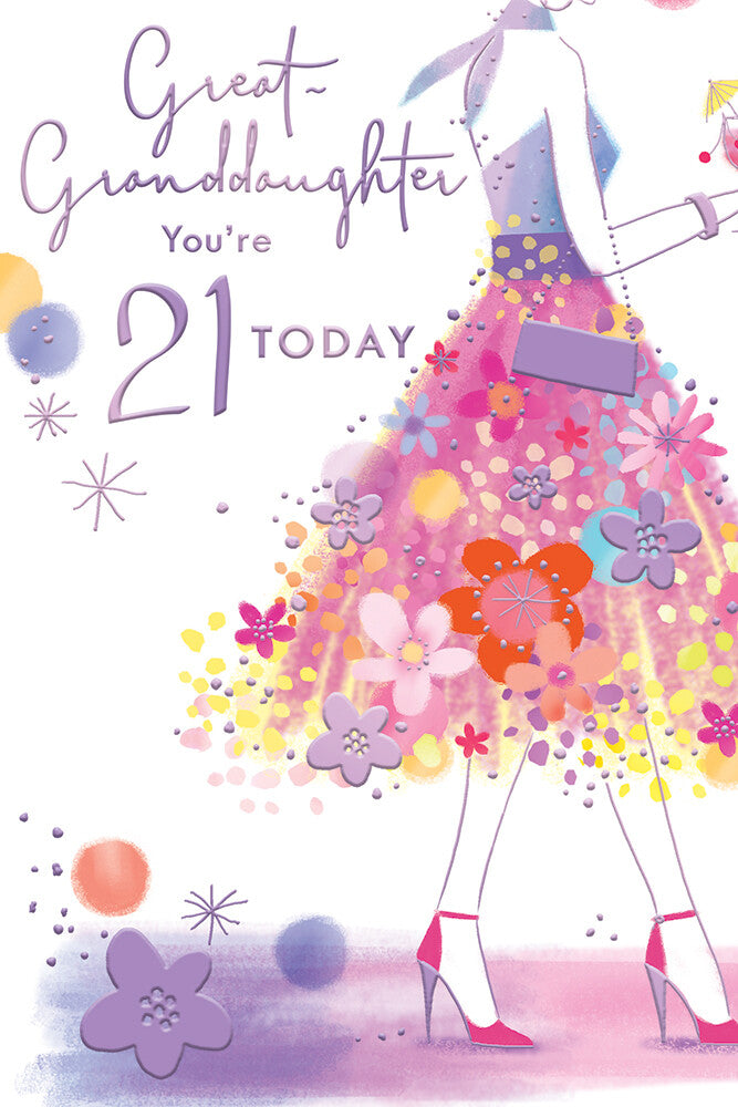 Great Granddaughter 21st Birthday Card 21 Dress Shoes Design Happy Lovely Verse