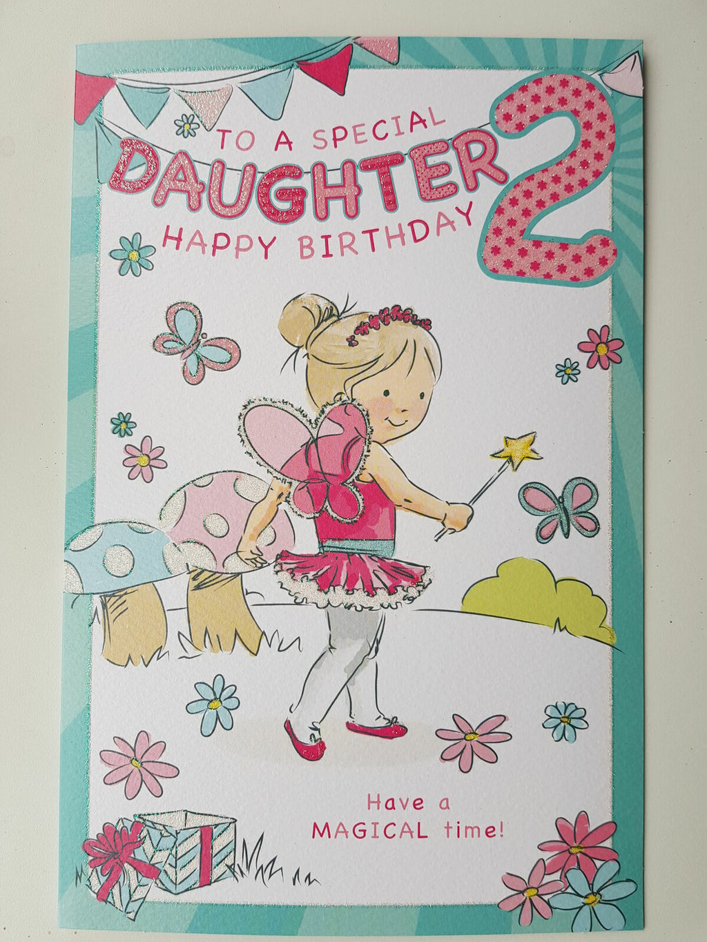 Daughter 2nd Birthday Card Large Colouring Activity Inside