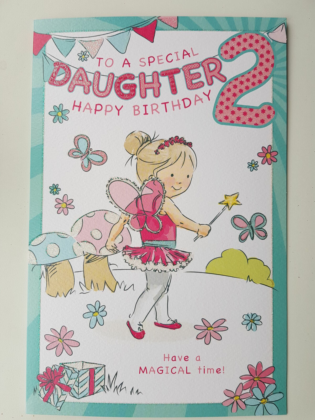 Daughter 2nd Birthday Card Large Colouring Activity Inside