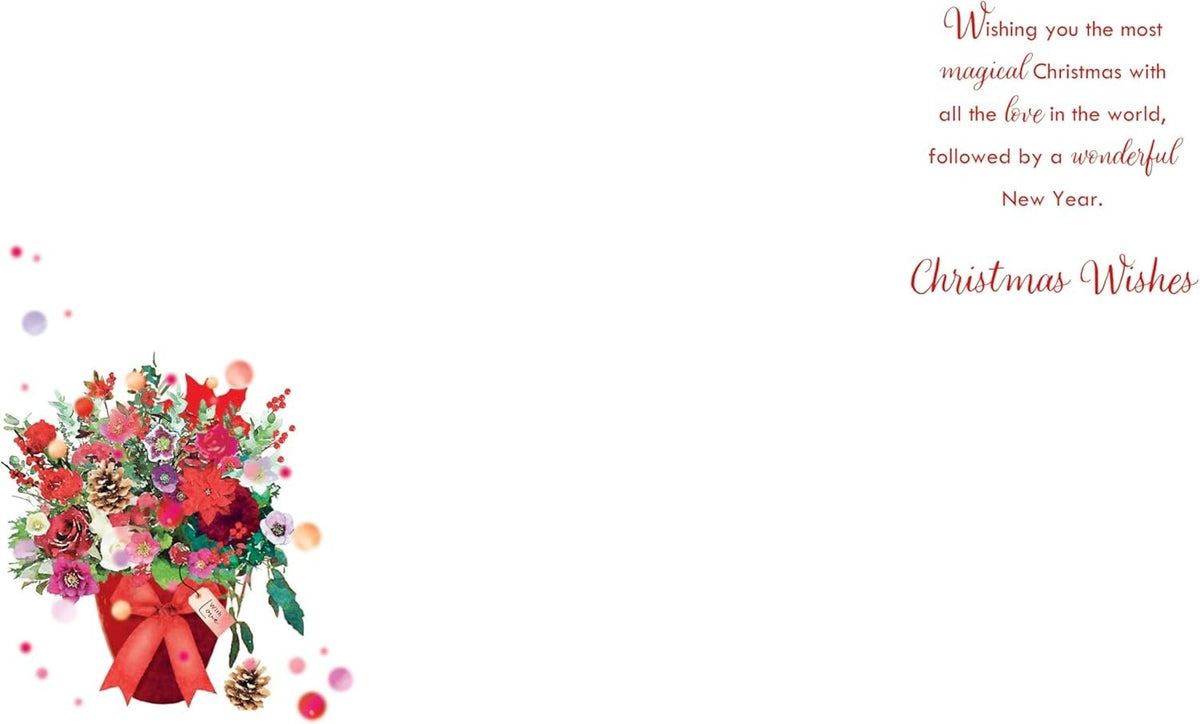 Christmas Card For Nan 15x23cm Large Festive Floral Bouquet Verse Inside