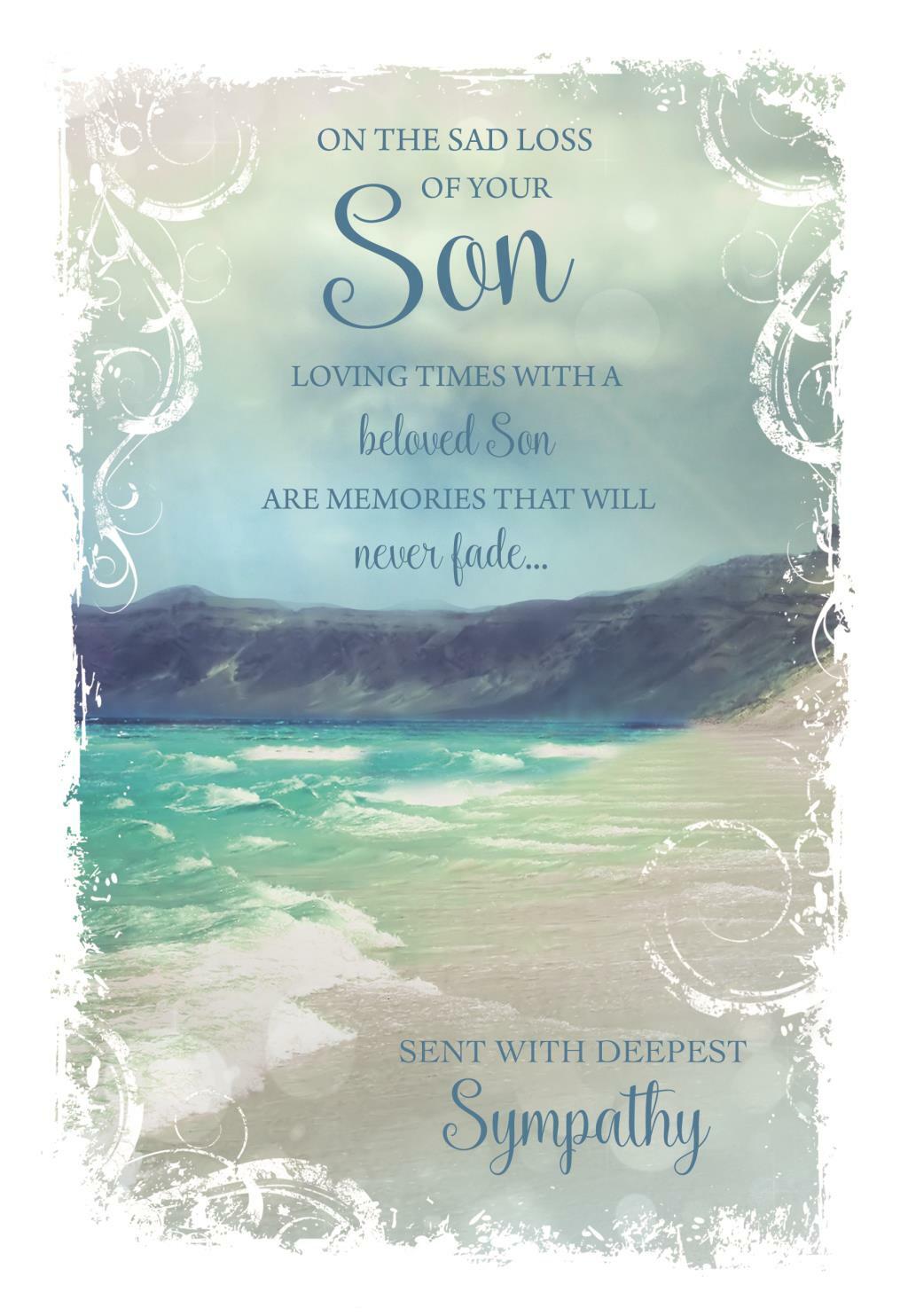 Son Sympathy Condolence Card On The Sad Loss Of Your Beach Waves & Cliff Design