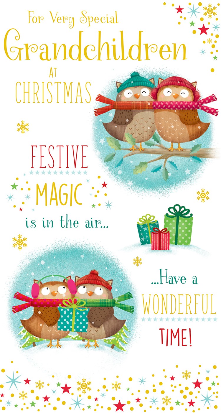 Grandchildren Christmas Card Festive Magic Is In The Air Have A Wonderful Time