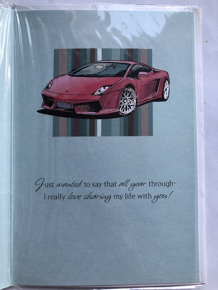 Husband Happy Anniversary Card Red Sports Car Die Cut