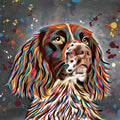 Colourful Spaniel Dog Greeting Card 16cm x 16cm Blank Inside Modern Design