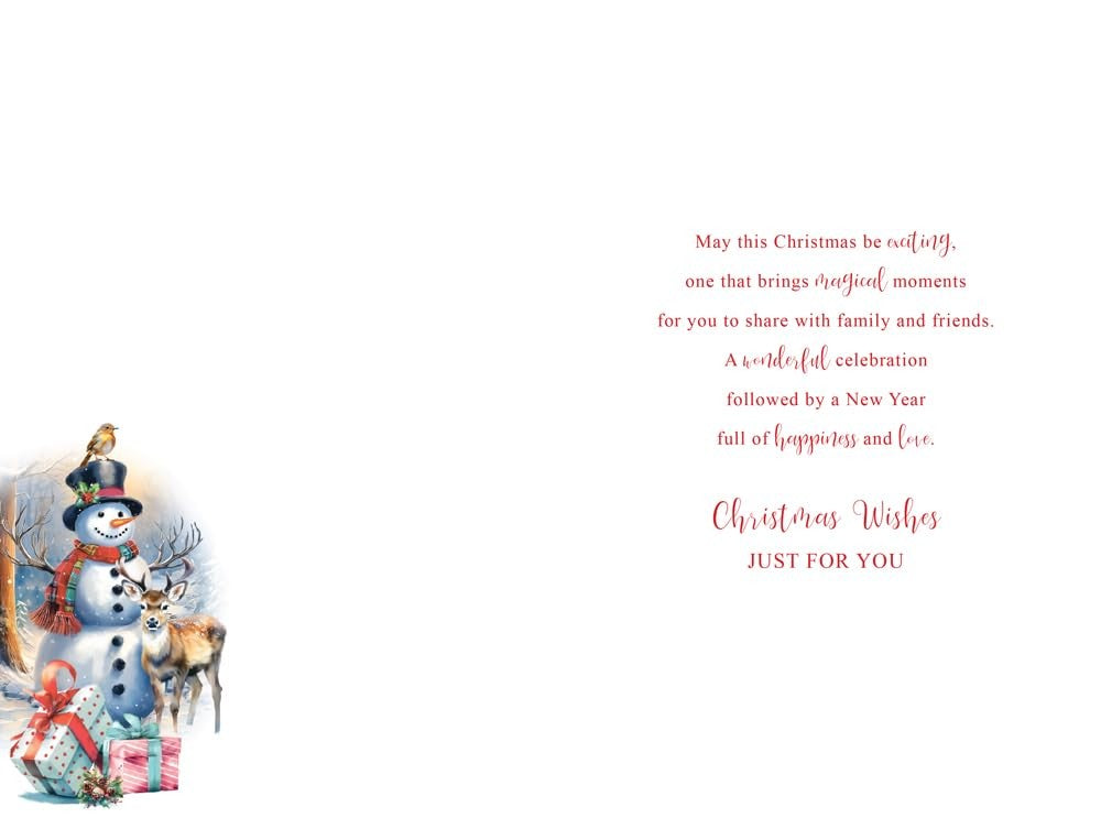 Christmas Card To Special Granddaughter Large Snowman Deer 15x23cm