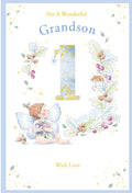 Grandson 1st Birthday Card Age 1 Acorn Pixie 9" x 6" Lovely Verse