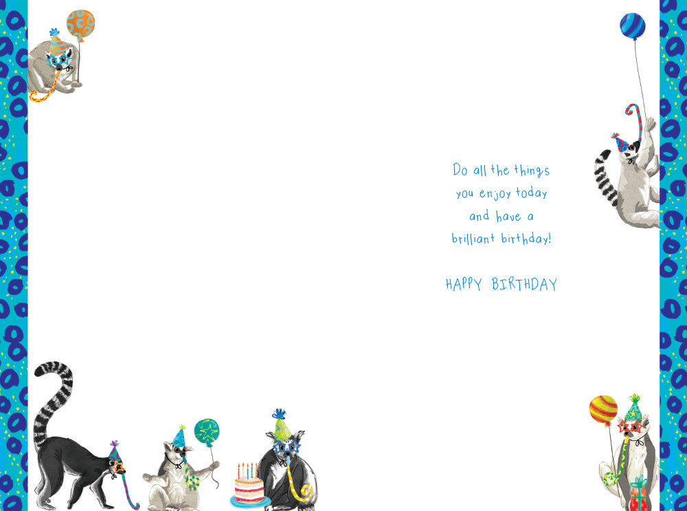 Male Cousin Birthday Card Lemurs 9" x 6" Lovely Verse
