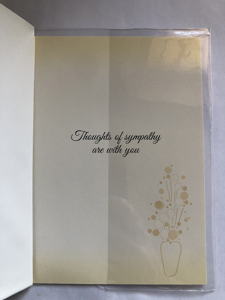 With Sympathy Condolence Card Deepest Vase Round Flowers Gold Foil