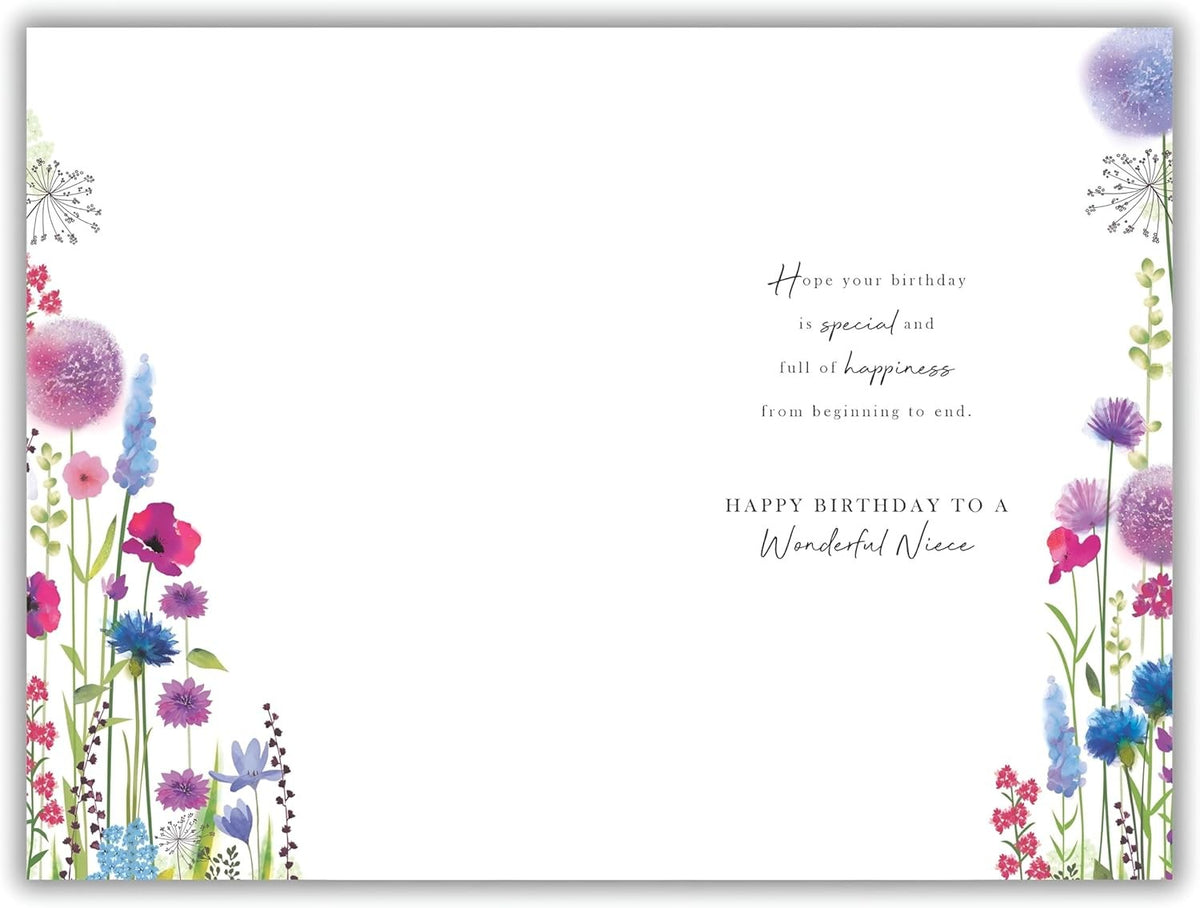 Niece Birthday Card  Colourful Floral Design & Sentimental Verse  15x23cm