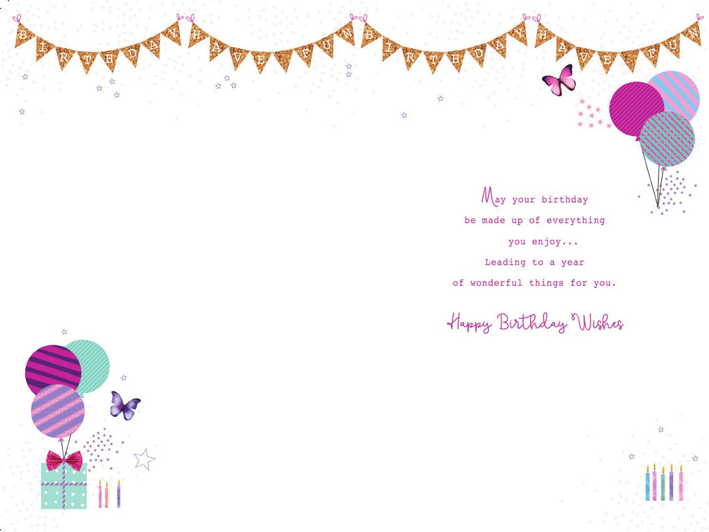 16th Happy Birthday Card 16 Today Balloons Present Female Design Lovely Verse