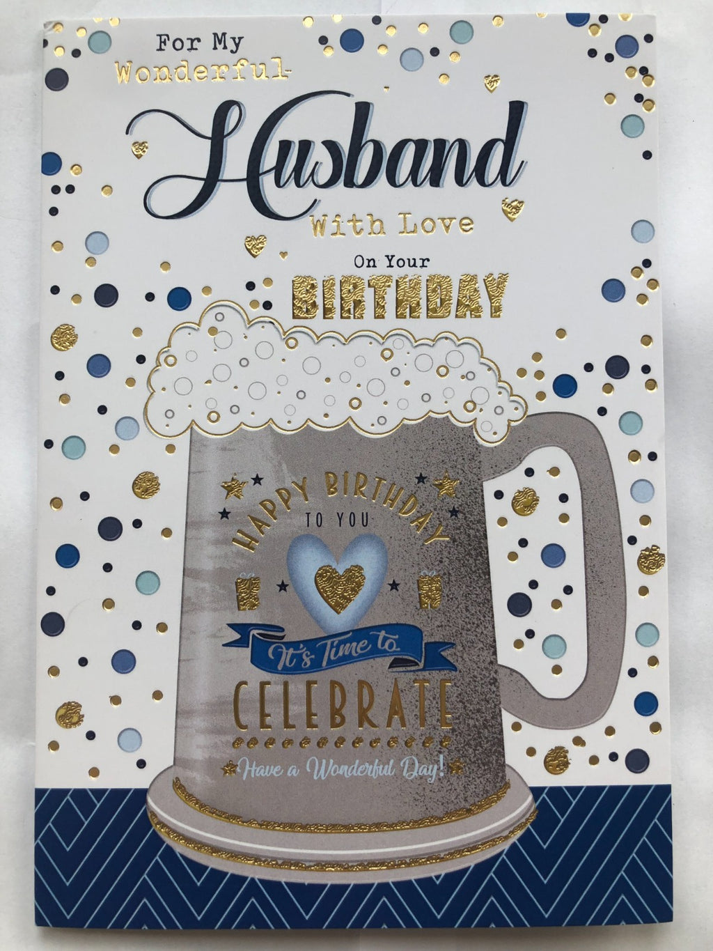 Birthday Card For Husband 13x19cm Beer Mug Celebrate Design With Verse Inside