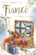 Fiance Happy Birthday Card Wine Hamper & Gifts Design Lovely Verse