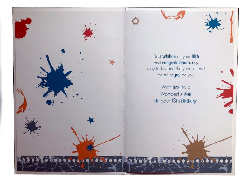 Son 18th Birthday Card 18 Number & Word Design Happy Lovely Verse