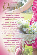Beautiful Daughter Birthday Card - Heartfelt Verse - Daisy Floral Pink