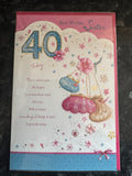 Sister 40th Birthday Card Female Handbags Quality Verse Pink Gold Foil Fab At 40