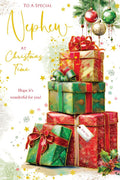 Christmas Card To Special Nephew Large Wrapped Presents Gift Stack 15x23cm