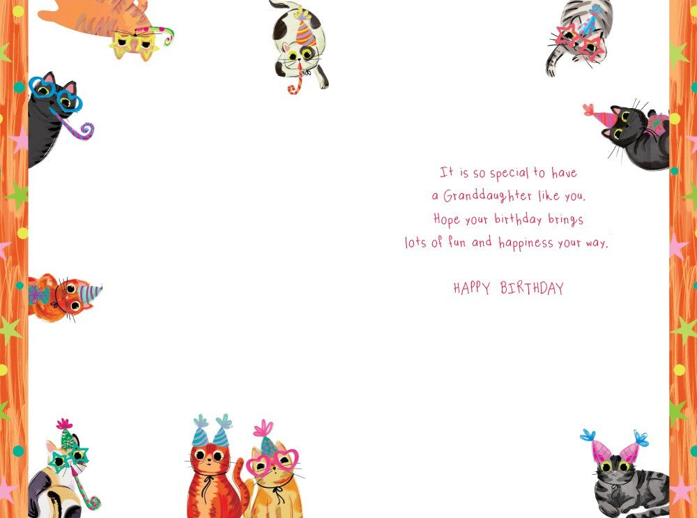 Granddaughter Birthday Card Cats 9" x 6" Lovely Verse