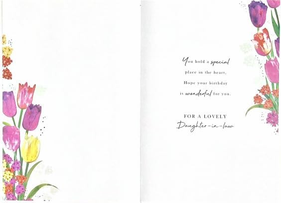 Daughter-in-law Birthday Card  Tulip Floral Design & Verse  15x23cm