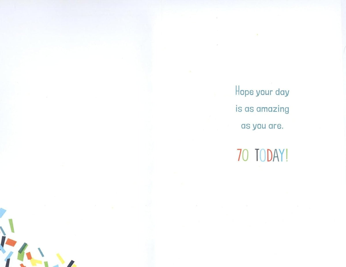 70th Birthday Card for Grandad  Funny Confetti Design  15x23cm Insert