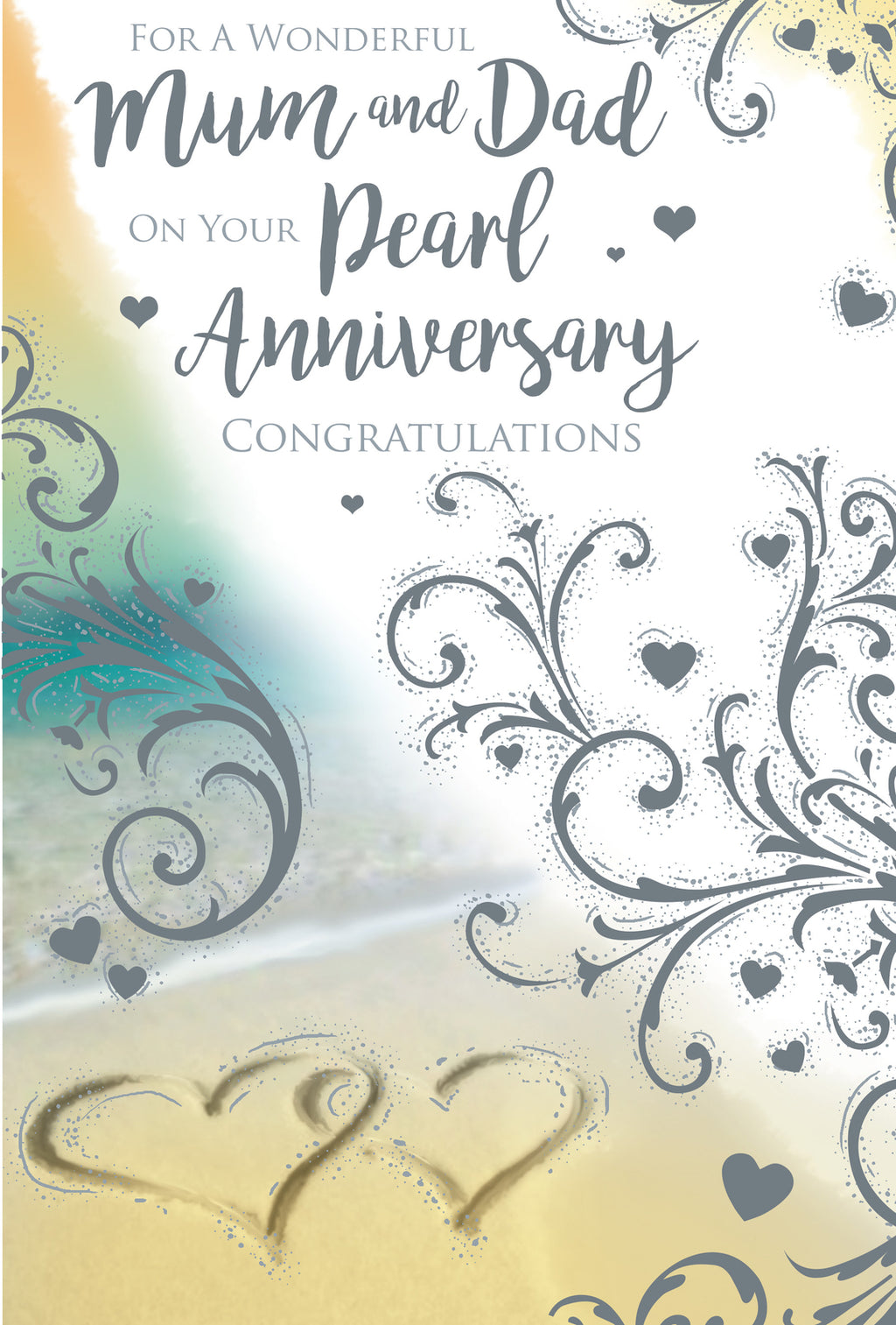 Mum Dad Pearl Anniversary Card On Your 30th  Hearts Beach Happy Lovely Verse