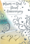 Mum Dad Pearl Anniversary Card On Your 30th  Hearts Beach Happy Lovely Verse