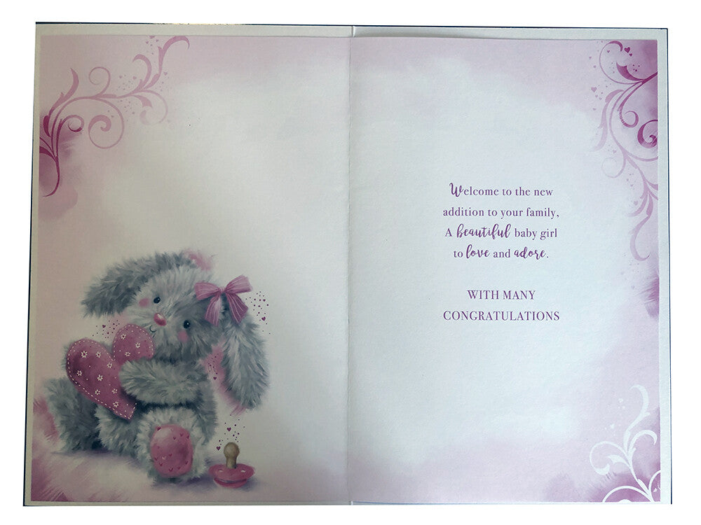 Birth Baby Girl Card Special Daughter & Son In Law  Heart Design Card