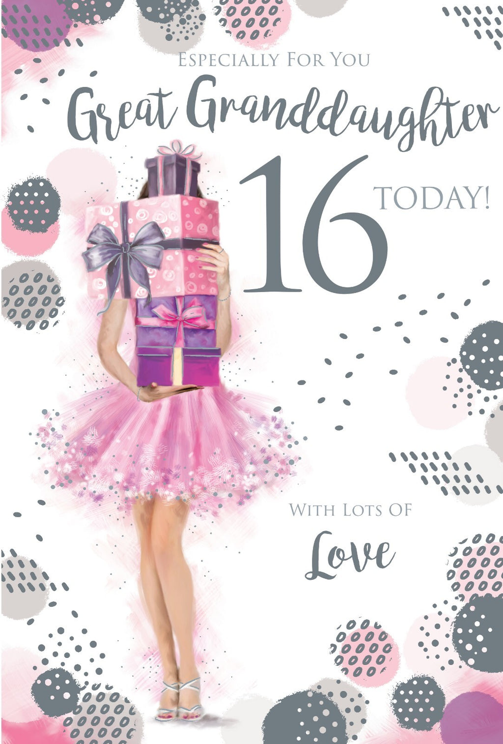 Great Granddaughter 16th Birthday Card - Pink Tutu & Gifts - Full Verse Inside