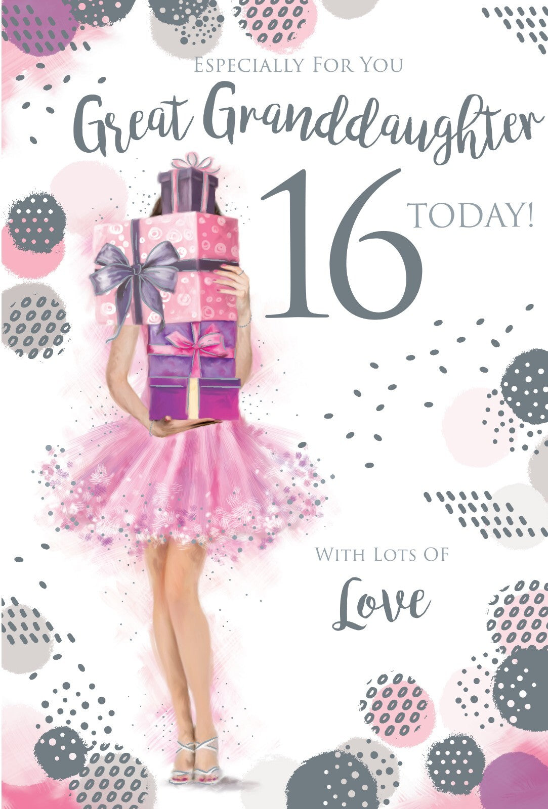 Great Granddaughter 16th Birthday Card - Pink Tutu & Gifts - Full Verse Inside