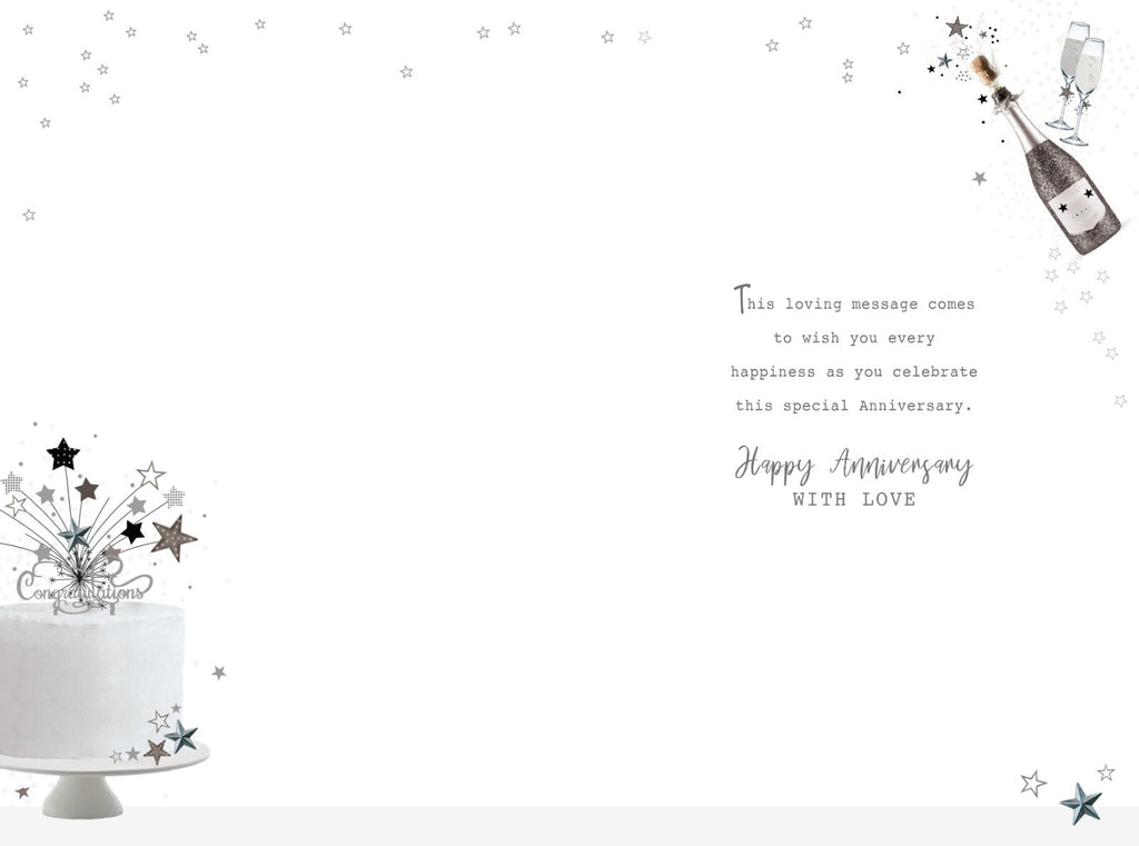 Mum & Dad 70th Platinum Anniversary Card - Cake & Champagne - Time to Celebrate