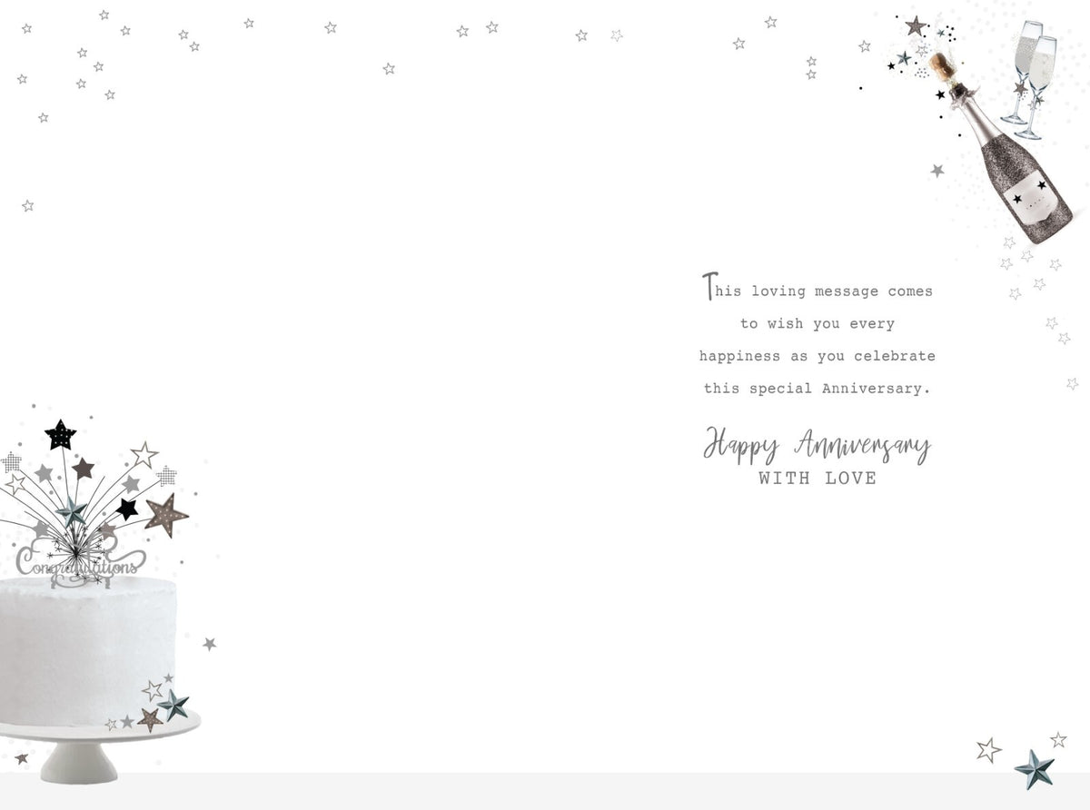 Mum & Dad 70th Platinum Anniversary Card - Cake & Champagne - Time to Celebrate