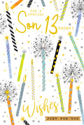 Son 13th Birthday Card 13 Today Candles Happy Lovely Verse