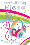 Niece 8th Birthday Card Age 8 Have A Great Day Headphones Happy