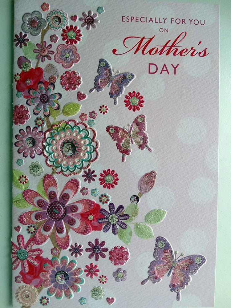 Especially For You On Mother's Day Card Butterflies & Flowers Design Card