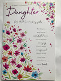 Birthday Card for Daughter 15cm x 23cm Floral Design Sentimental Verse Insert