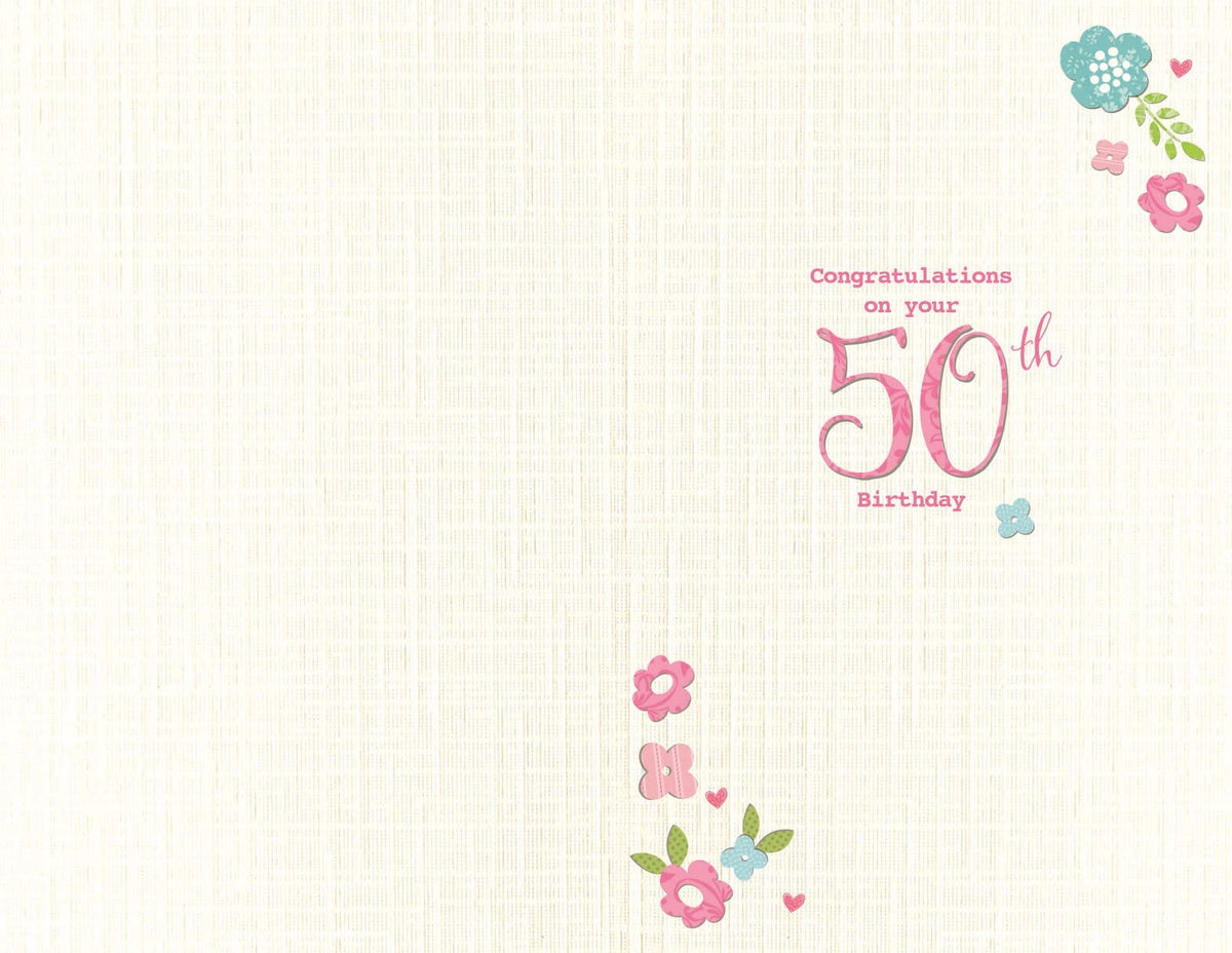 50th Happy Birthday Card 50 Today With Love  Flower Design Bright Modern