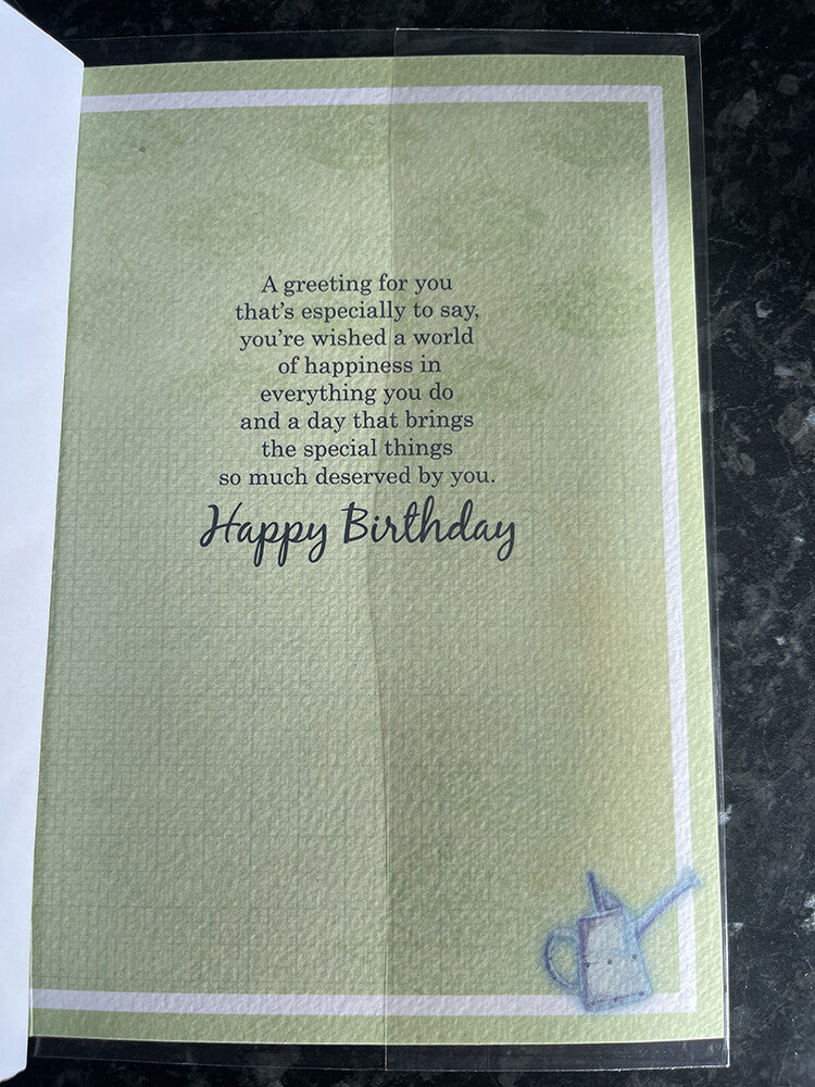 Grandad Happy Birthday Card Gardening Shed Leaves Watering Can