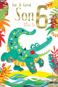 Son 6th Birthday Card Age 6 Today Cute Crocodile Happy Lovely Verse