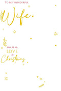 Christmas Card To Wonderful Wife Large Gold Script Foil Hearts 15x23cm