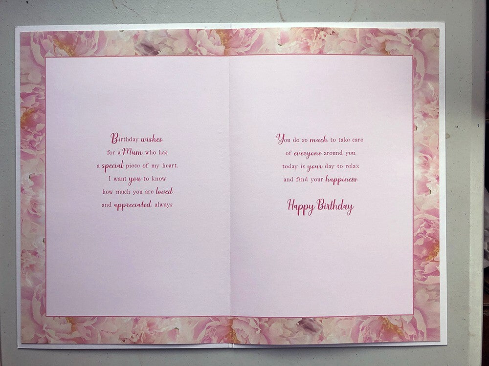 Mum Birthday Card Wonderful Mother Floral Pink Roses Sentimental Verse Large