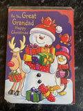 Great Grandad Merry Christmas Card Cute Snowman Gifts Penguin Reind