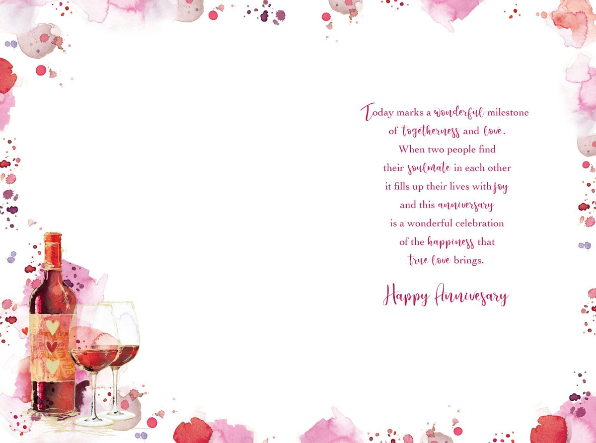 Husband Anniversary Card Red Wine Foil Finish Lovely Verse