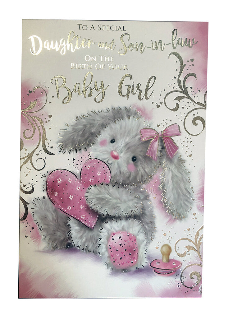 Birth Baby Girl Card Special Daughter & Son In Law  Heart Design Card