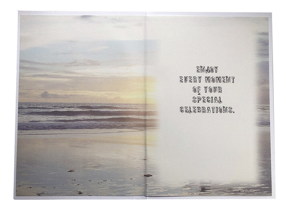 Godson Happy Birthday Card Surfing Beach Sunset Design Lovely Verse
