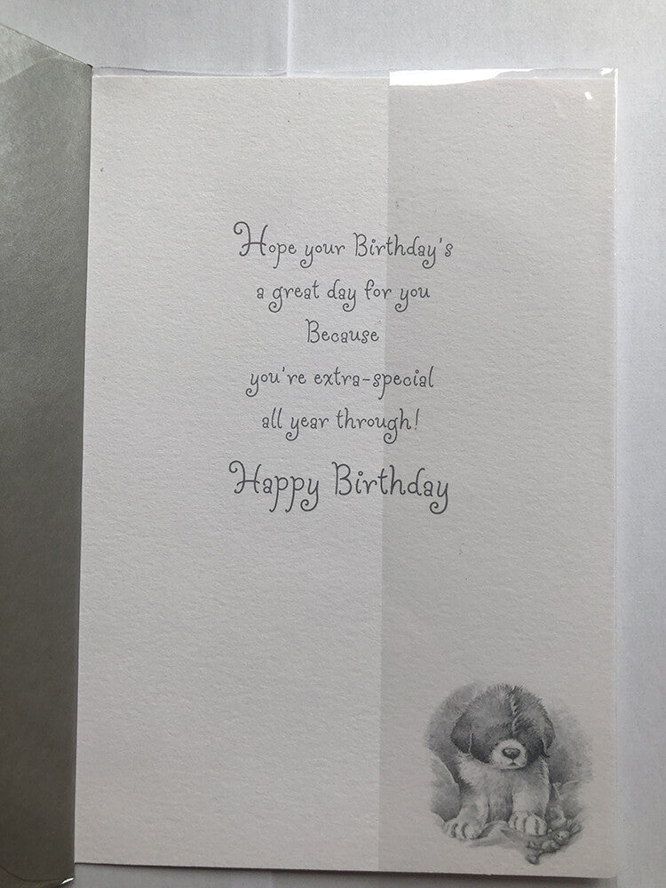 Daddy Happy Birthday Card Cute Dog Puppy & Teddy