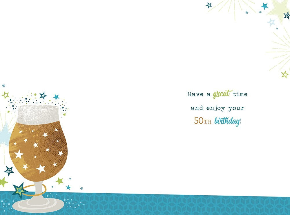 Cheers and Beers to 50 Years Birthday Card  Funny 50th Card for Him or Her