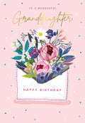 Granddaughter Birthday Card  Classic Flowers Envelope - 9 x 6 " - Foil Embossed