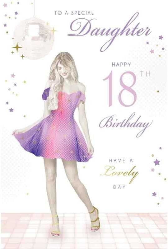 Daughter 18th Birthday Card  Disco Dress & Sparkle Design  15x23cm