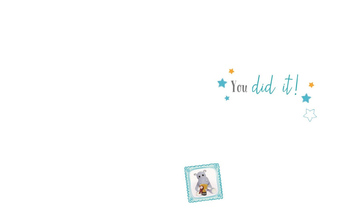 Congratulations Modern Greeting Card You Did It Star & Teddy Design Bright